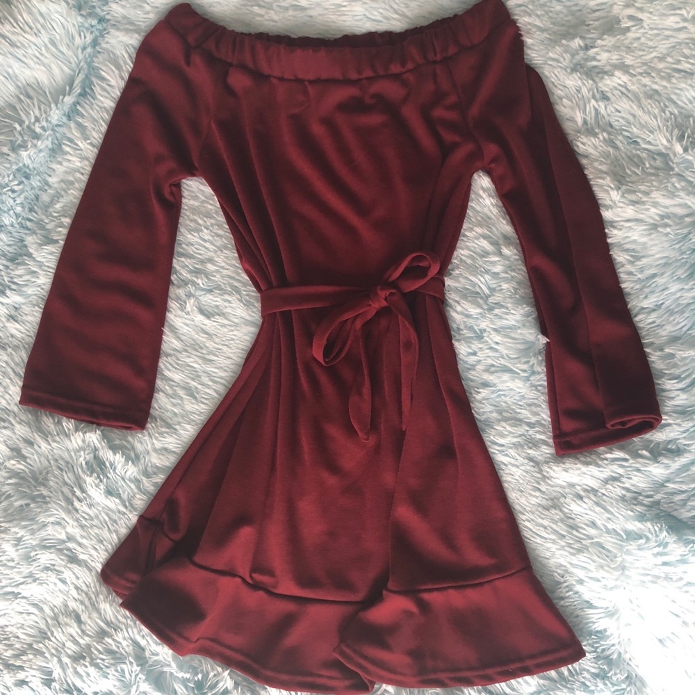 Burgundy Tie Dress